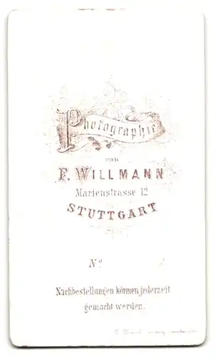 Fotografie F. Willmann, Stuttgart, Marienstrasse 12, Junger Soldat in Uniform