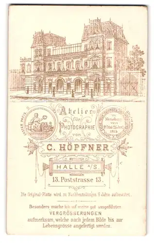 Fotografie C. Höpfner, Halle / Saale, Poststr. 13, Blick auf das Ateliersgebäude