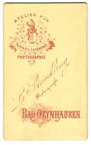 Fotografie L. Stickling, Bad Oeynhausen, Stadtwappen und Name des Fotografen