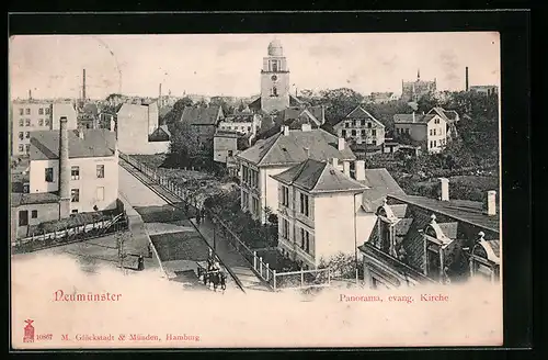 AK Neumünster, Panorama mit evangelischer Kirche