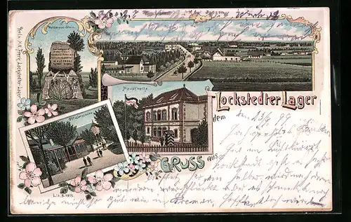 Lithographie Lockstedter Lager, Hauptwache, Officierscasino, Waldersee-Stein