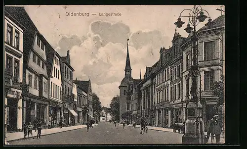 AK Oldenburg, Langestrasse mit Geschäften