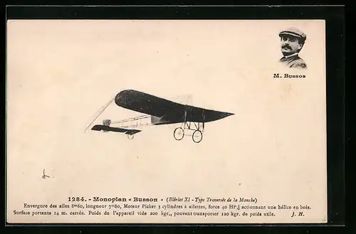 AK Monoplan Busson, Portrait M. Busson