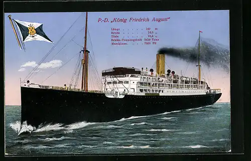 AK Passagierschiff König Friedrich August auf See