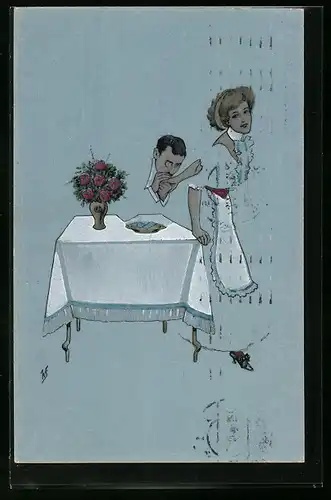 AK Herr küsst Wirtin die Hand, Gastronomie