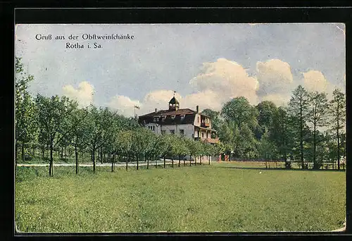 AK Rötha i. Sa., Gasthaus Obstweinschänke