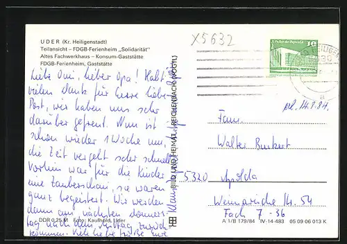 AK Uder /Eichsfeld, Ortsansicht, FDGB-Ferienheim