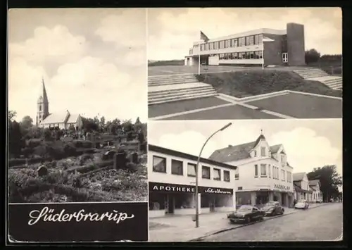 AK Süderbrarup, Kirche u. Friedhof, Strassenpartie