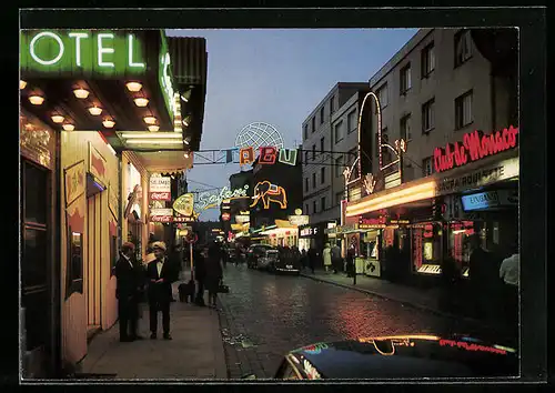 AK Hamburg-St. Pauli, Grosse Freiheit in der Dämmerung