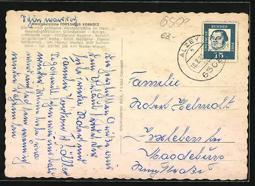 AK Bechenheim, Waldgaststätte Forsthaus Vorholz