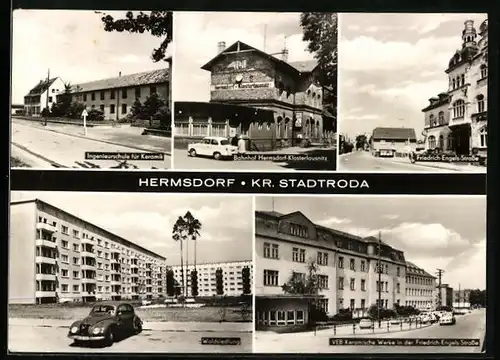 AK Hermsdorf, Ingenieurschule für Keramik, Bahnhof, Waldsiedlung