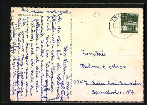 AK Treia /Schleswig, Kirche, Strassenpartie