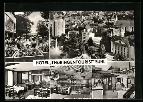 AK Suhl, Hotel Thüringentourist, Boulevard-Cafe am Herrenteich