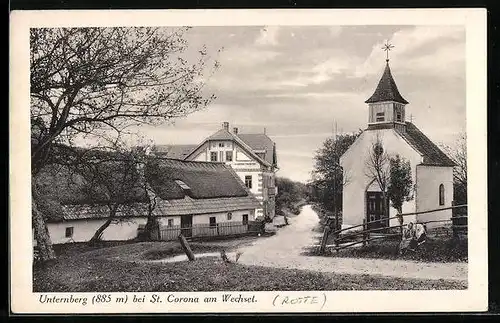 AK Unternberg b. St. Corona, Ortsansicht mit Kapelle