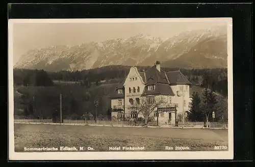 AK Edlach, Hotel Finkenhof mit Bergpanorama