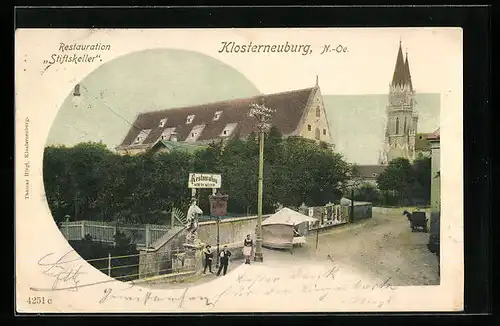 AK Klosterneuburg, Restaurant Stiftskeller mit Kirche