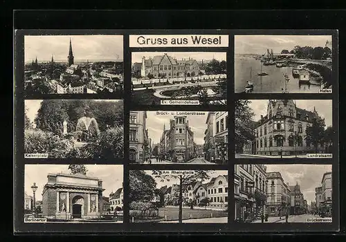 AK Wesel, Brück- u. Loberstrasse, Hafen, Landratsamt