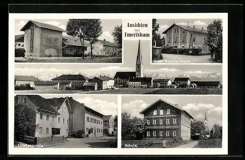 AK Emertsham, Strassenpartie, Schule, Gem. Kanzlei-Haus