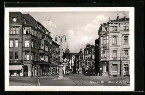 AK Minden i. W., Wegweiser in der Bäckerstrasse