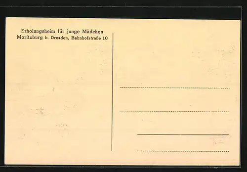 AK Moritzburg bei Dresden, Erholungsheim für junge Mädchen in der Bahnhofstrasse 10