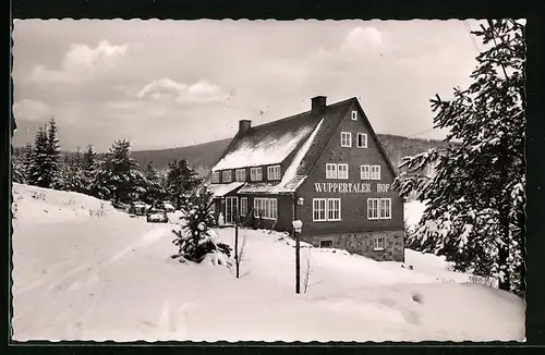 AK Willingen /Waldeck, Hotel-Pension Wuppertaler Hof im Winter