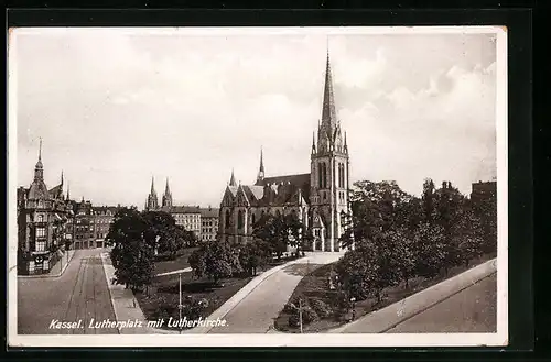 AK Kassel, Lutherplatz mit Lutherkirche