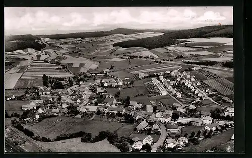 AK Kirchheim /Aulatal, Fliegeraufnahme vom Ort