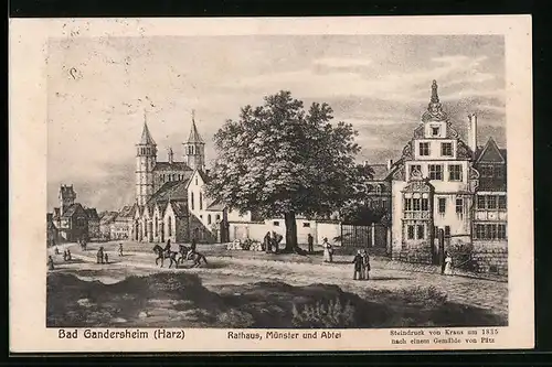 AK Bad Gandersheim /Harz, Rathaus, Münster und Abtei