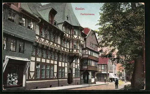 AK Goslar, Blick auf die Marktstrasse
