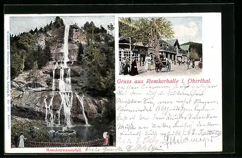 AK Oker im Okerthal, Romkerwasserfall, Gasthaus Romkerhalle