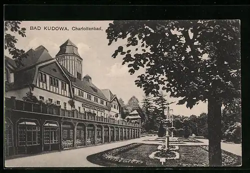 AK Bad Kudowa, Charlottenbad mit Park