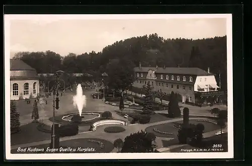 AK Bad Kudowa, Eugen-Quelle & Kurplatz