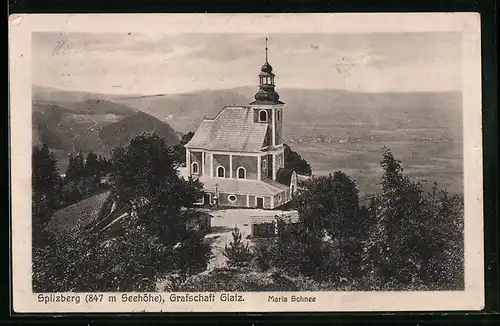 AK Spitzberg, Kirche Maria Schnee mit Panorama