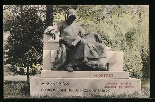AK Budapest, Anonymus-Denkmal im Stadtwäldchen