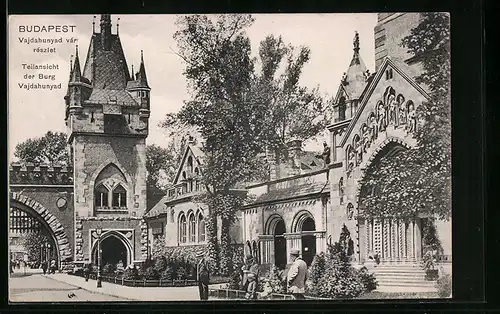 AK Budapest, Teilansicht der Burg Vajdahunyad