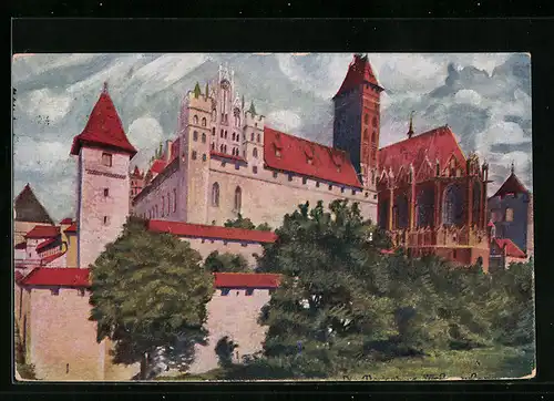 Künstler-AK Marienburg, Totalansicht der Marienburg