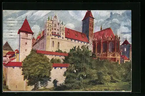 Künstler-AK Marienburg, Totalansicht der Marienburg