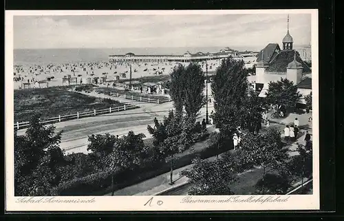 AK Swinemünde, Panorama mit Gesellschaftsbad