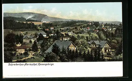 AK Schreiberhau-Marienthal /Riesengebirge, Ortsansicht aus der Vogelschau