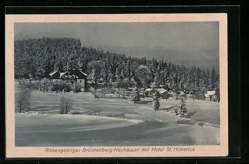 AK Brückenberg-Neuhäuser /Riesengebirge, Blick auf Hotel St. Hubertus