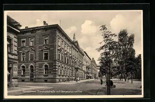 AK Gumbinnen, Friedrichstrasse mit Oberpostdirektion