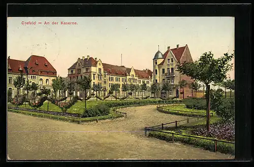 AK Crefeld, An der Kaserne mit Park