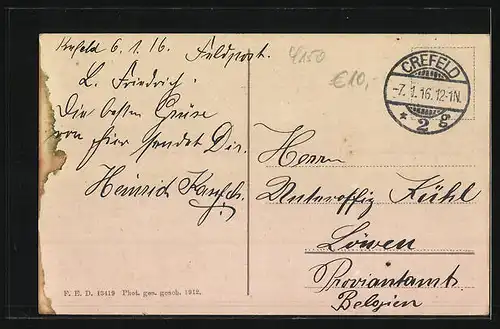 AK Crefeld, An der Kaserne mit Park