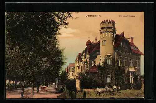 AK Krefeld, Partie in der Bismarckstrasse