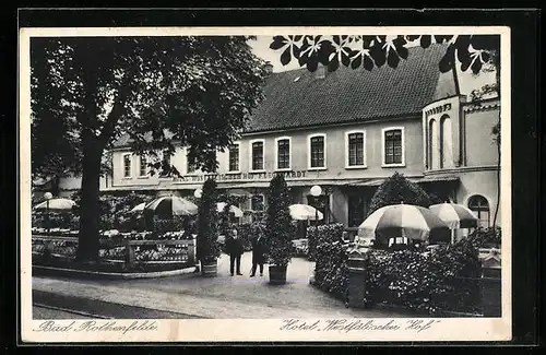 AK Bad Rothenfelde, Hotel Westfälischer Hof mit Terrasse, Inh.: F. Leonhardt