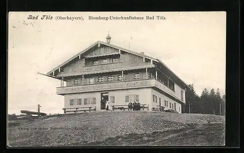 AK Bad Tölz /Oberbayern, Blomberg-Unterkunftshaus mit Bäumen