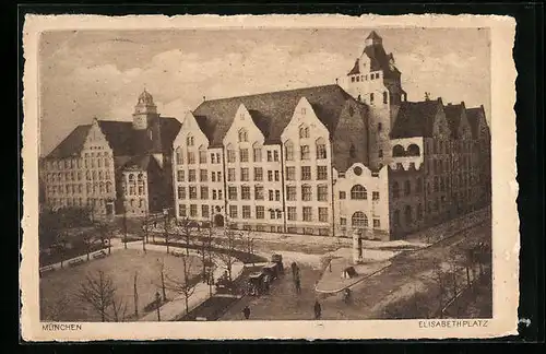 AK München, Elisabethplatz aus der Vogelschau