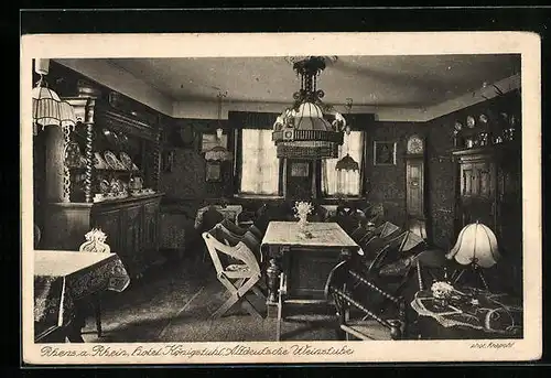 AK Rhens a. Rhein, Hotel Königstuhl, Altdeutsche Weinstube, Innenansicht
