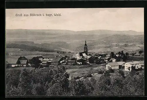 AK Böbrach i. bayr. Wald, Ortspartie mit Kirche