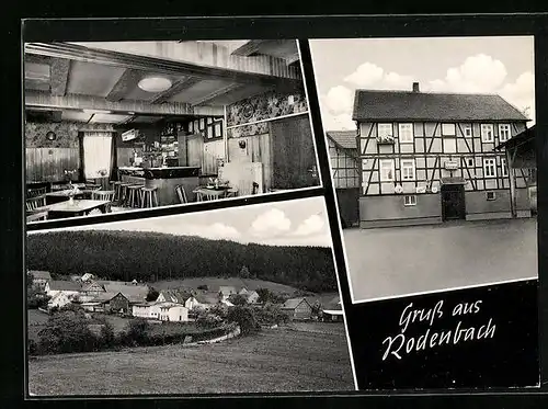 AK Rodenbach, Gasthaus von Aug. Garthe, Ortsansicht